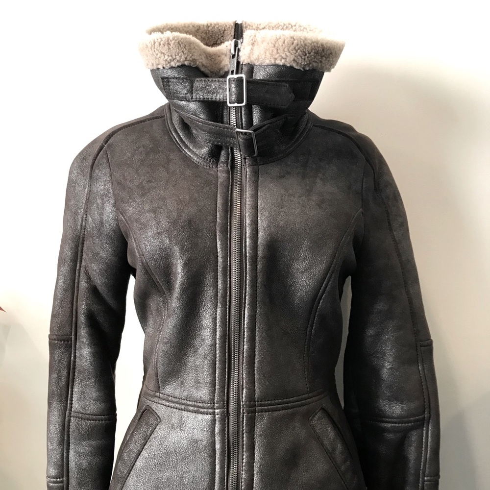 Women’s DKNY Jeans aviator style shearling jacket
